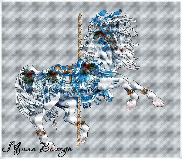 Horse Winter, DMC Cross Stitch Chart Needlepoint Pattern Embroidery ...