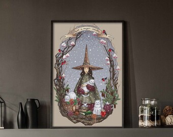 Witch Winter,  Cross-stitch design in PDF format, series by Julia Selina’s illustrations