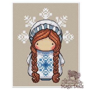 Sneeuwvlok (182), serie MINI magic__dolls DMC-borduurkaart borduurpatroon kruissteek borduurpatroon afdrukbare pdf