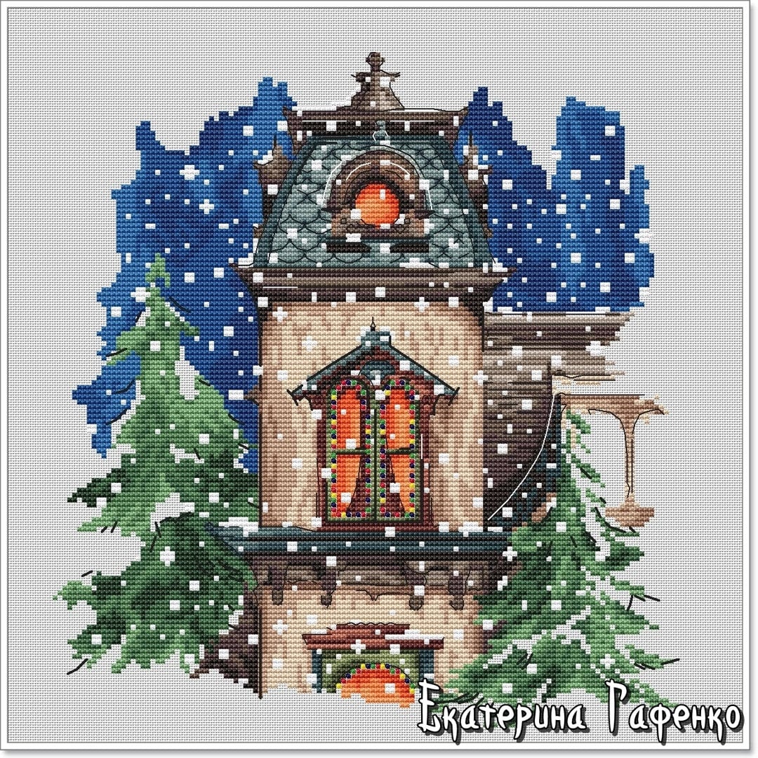 New Year's Night, DMC Cross Stitch Chart Needlepoint Pattern Embroidery ...