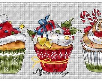 Cakes, DMC Cross Stitch Chart Needlepoint Pattern Embroidery Chart Printable PDF Instant Download