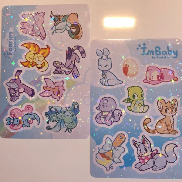 Neopets Holographic Sticker Sheets *MISPRINT / B-GRADE*