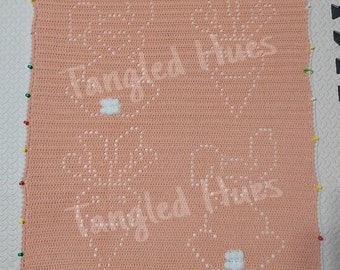Crochet baby blanket "Bunny rabbit snd carrot" crochet baby blanket