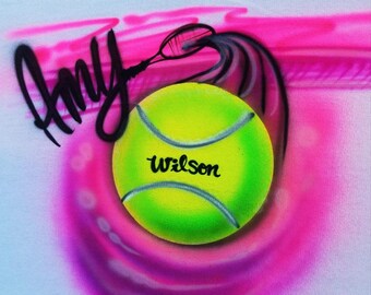 Airbrush Sports Tennis Ball T Shirt Baby One Piece Sweat Etsy Canada