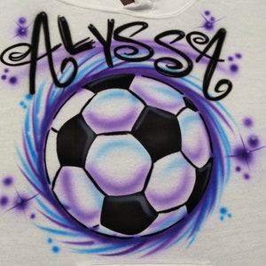 Airbrush Custom Soccerball Swirl Coach Gift Personalized T Shirt - Hoodie Sweatshirt - Airbrushed Name Tshirt soccer ball