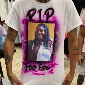 Airbrush Custom From Your Photo R.I.P. Memorial  T shirt - Baby One Piece - Hoodie Sweatshirt - Airbrushed Personalized Picture Tshirt