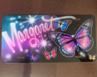 Personalized Custom License Plate Auto Car Tag Rainbow butterfly