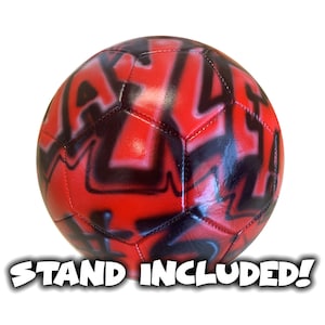 Custom Airbrush Personalized Regulation Soccer Ball with Name, Number & Colors! Senior Graduation or Coach Gift! STAND INCLUDED!