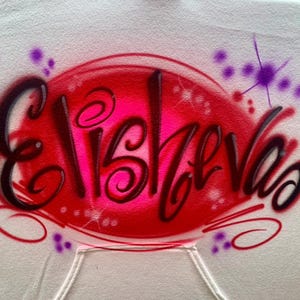 Airbrush Name Script Sparkle Lettering T shirt - Hoodie Sweatshirt - Baby One Piece - Custom Personalized Airbrushed Name Tshirt