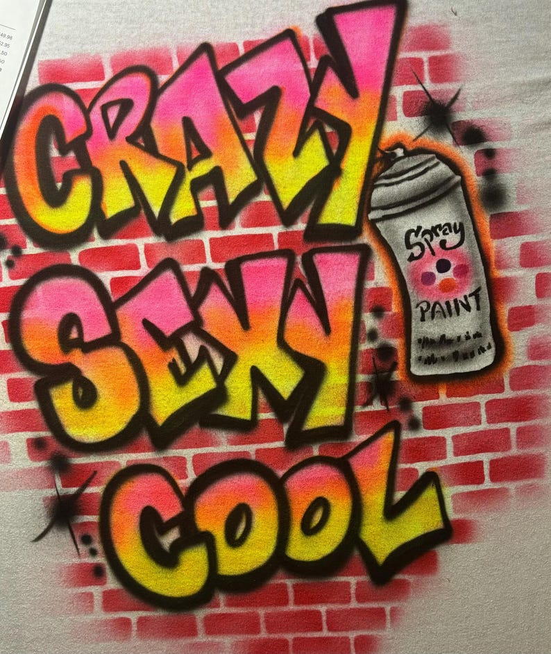 Airbrush Spray Paint Graffiti 90's Birthday T shirt - Baby One Piece - Hoodie Sweatshirt - Personalized Airbrushed Custom Name Tshirt image 1