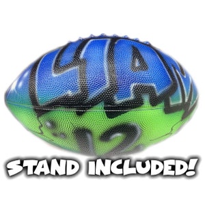 Custom Airbrushed Personalized Regulation Size FOOTBALL with your Name, Number & Colors! Senior Graduation or Coach Gift! STAND INCLUDED!