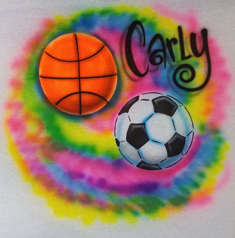 Airbrushed Peace Love Soccer T-Shirt Sweatshirt Airbrush any Sport name Color