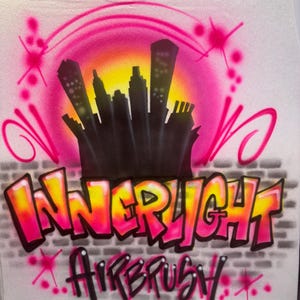 Custom City Scape Graffiti Brick Wall 90s Airbrush T Shirt / Hoodie Sweatshirt - Personalized Airbrushed Name Tshirt