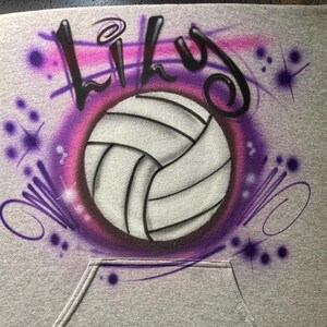 Airbrush sports Volleyball T shirt / Hoodie Sweatshirt - Personalized Airbrushed Custom Name Tshirt ...Coach Gift! image 1