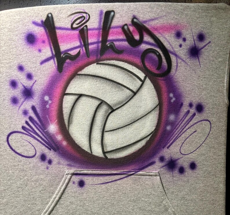 Airbrush sports Volleyball T shirt / Hoodie Sweatshirt - Personalized Airbrushed Custom Name Tshirt ...Coach Gift! image 1
