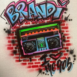Airbrush Boombox 90s Brick Wall Custom T Shirt / Hoodie Sweatshirt