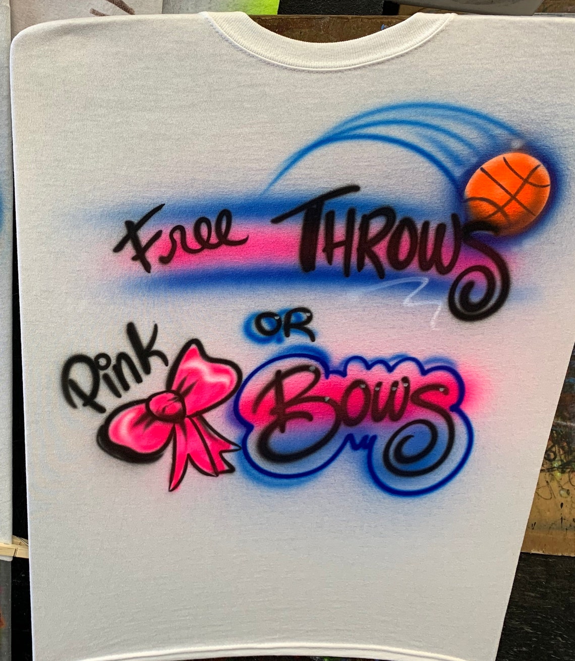 Custom Airbrush Basketball Bow Baby Gender Reveal T Shirt Etsy