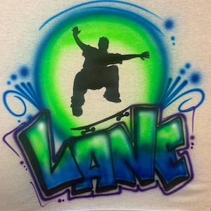 Airbrush SKATEBOARD Custom Skate Sports T shirt/Hoodie Sweatshirt - Personalized shirt Airbrushed Name Toddler - Youth - Adult