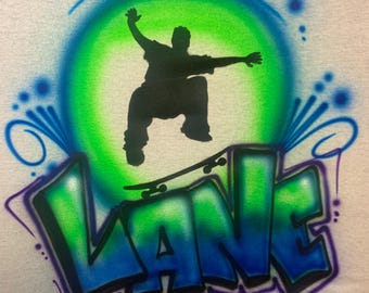 Airbrush SKATEBOARD Custom Skate Sports T shirt/Hoodie Sweatshirt - Personalized shirt Airbrushed Name Toddler - Youth - Adult