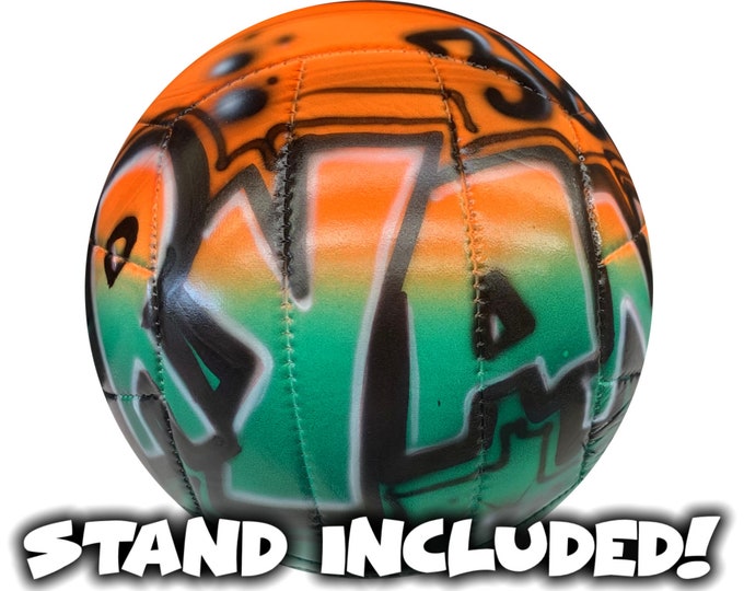 Custom Airbrush Personalized Regulation Volleyball with Name, Number & Colors! Senior Graduation or Coach Gift! STAND INCLUDED!