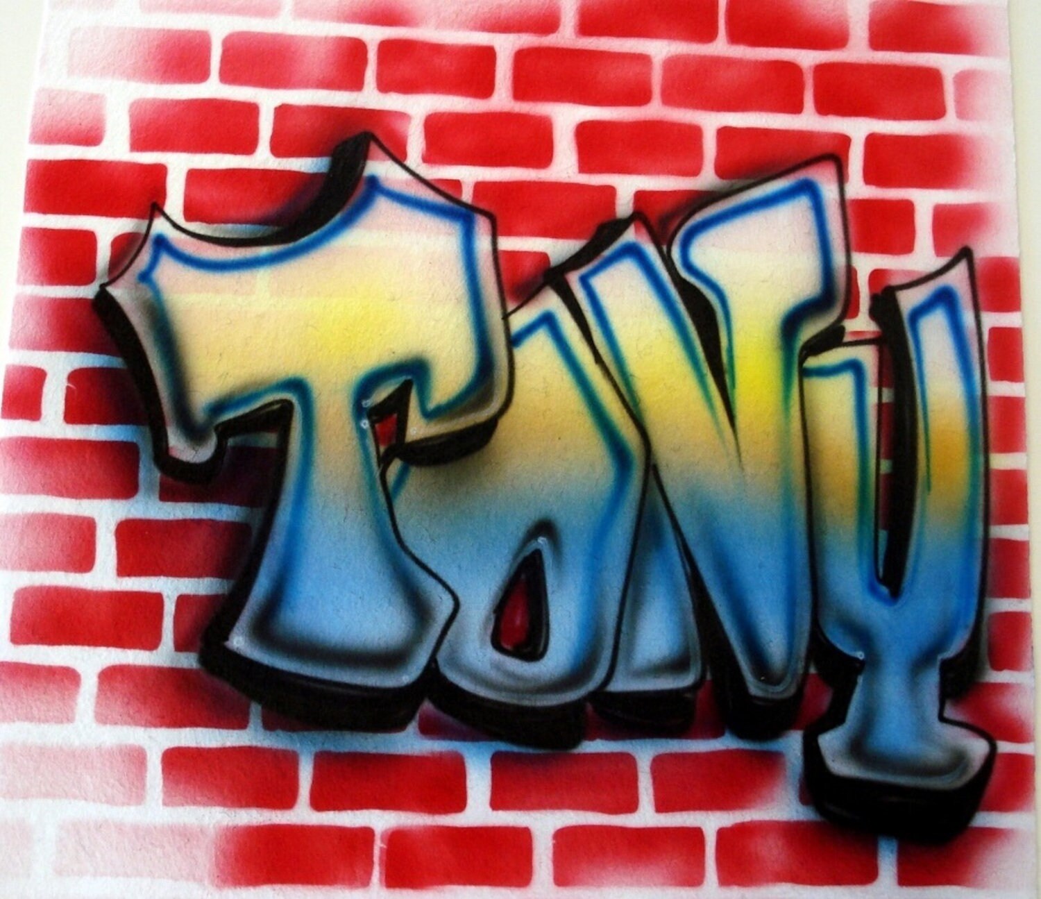 Custom Airbrush Brick Wall Graffiti 90's T Shirt Baby | Etsy