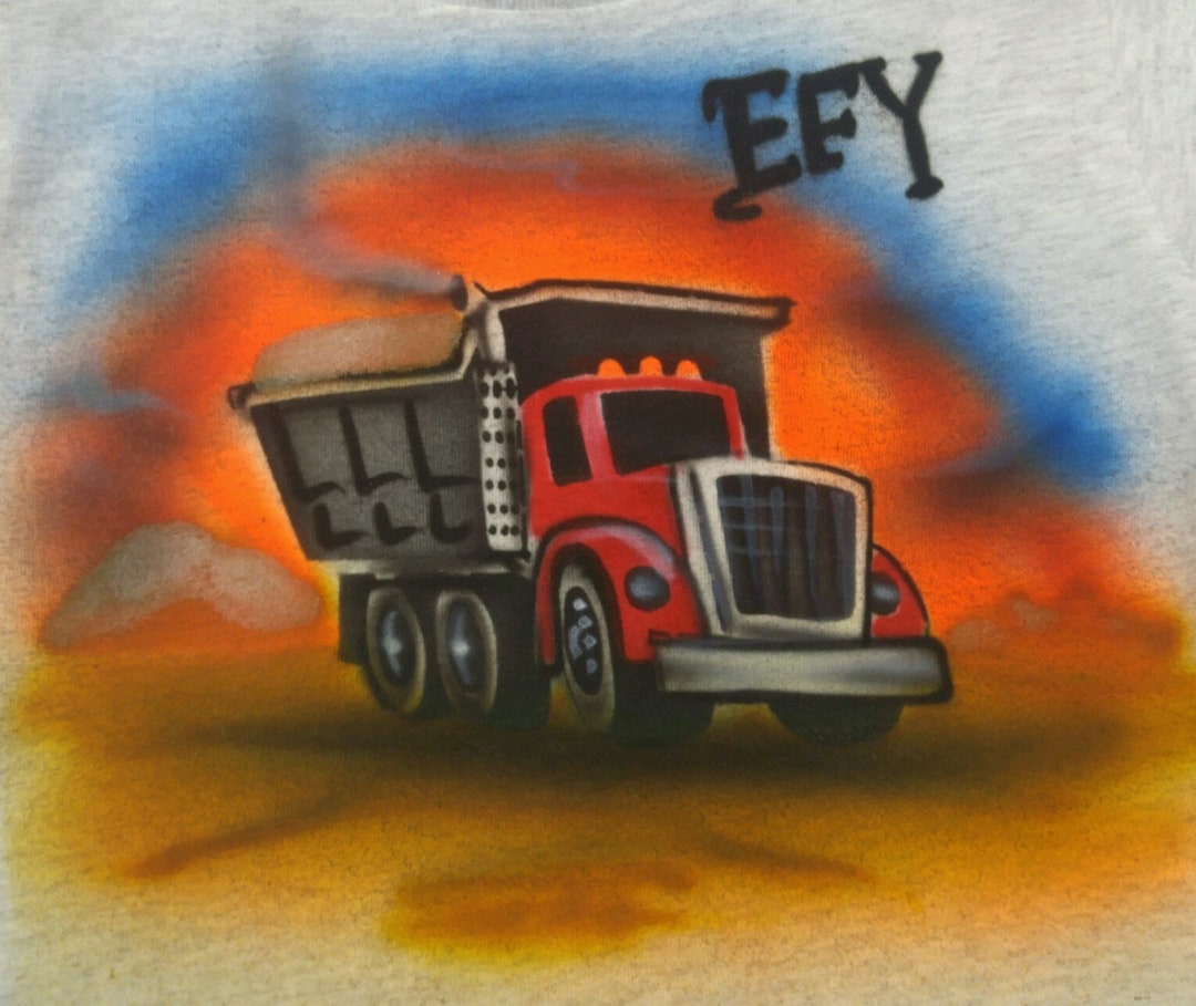 Airbrush Dump Truck Vehicle T Shirt Baby One Piece Hoodie Sweatshirt Custom Airbrushed