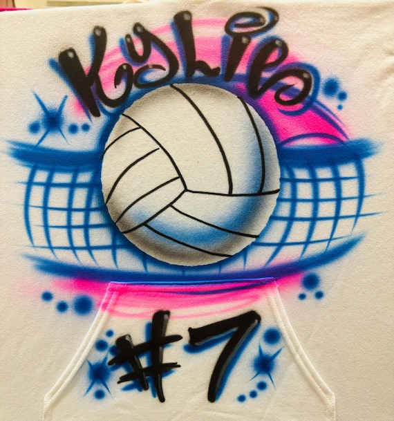Airbrush sports Volleyball T shirt - Baby One Piece - Hoodie Sweatshirt - Personalized Airbrushed Custom Name Tshirt ...Coach Gift!