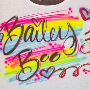 Custom Personalized Airbrush Heart Name T shirt - Baby one Piece - Hoodie Sweatshirt - Airbrushed Name Tshirt Toddler - Youth - Adult