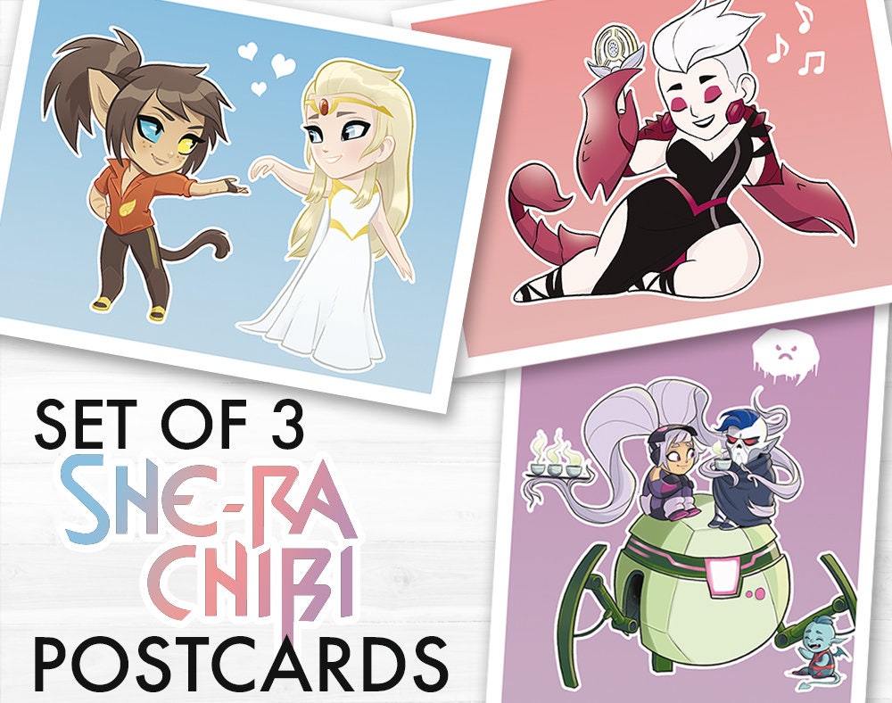 Entrapta 2022 Christmas She-Ra Chibi Postcards Catra Adora Entrapta Hordak | Etsy Ireland