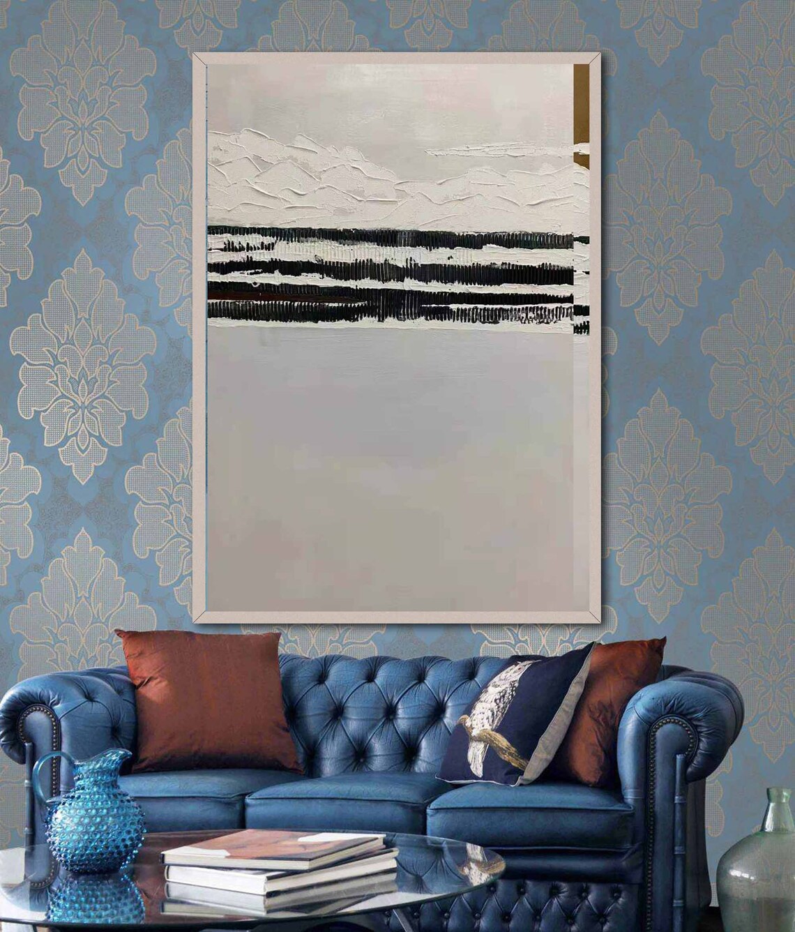 Gray Canvas Art PaintingGray Art paintingLarge gray Etsy