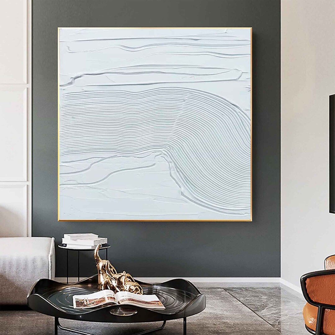 White Plaster Art Plaster Art on Canvas White Minimalist Etsy