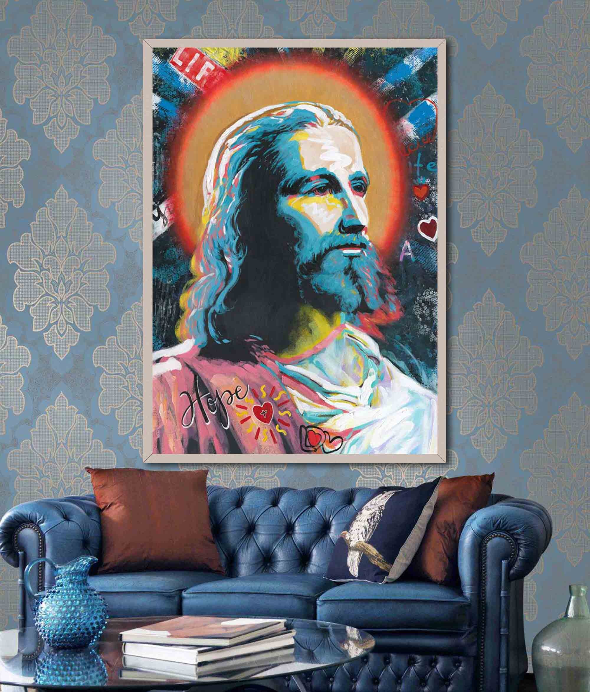 Large Abstract ArtLarge Jesus ArtRoom Wall Art Decor Canvas | Etsy