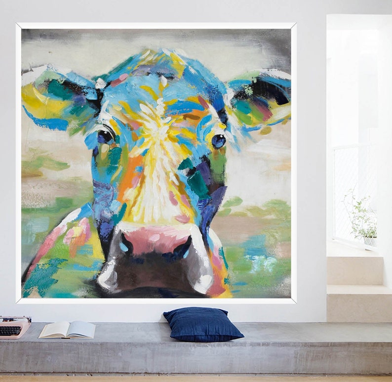 Bull painting Bull Acrylic painting Bull original Painting Etsy