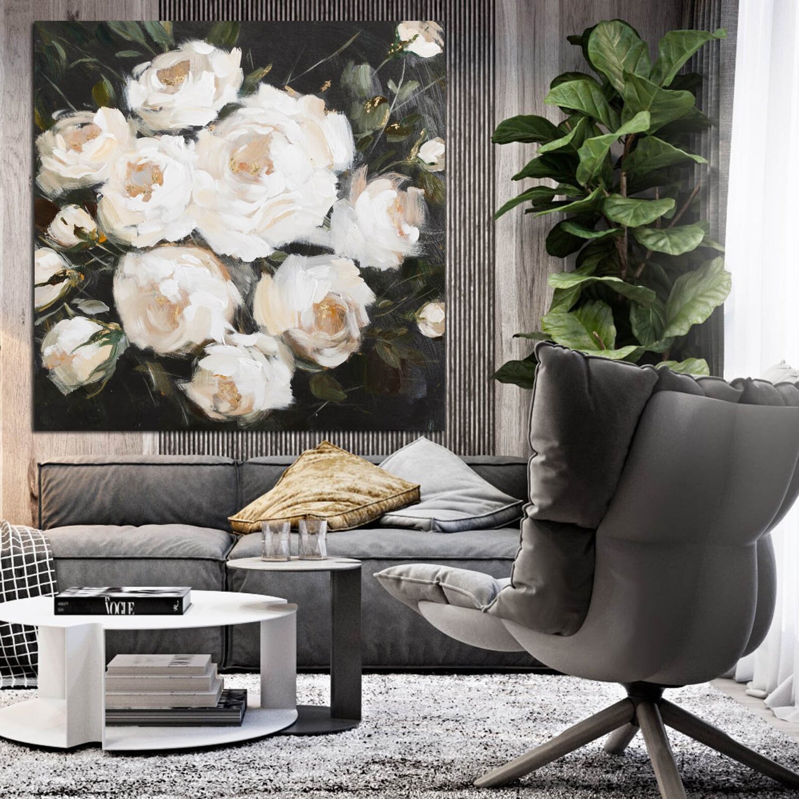 Large Flower Painting on CanvasFlower Wall ArtFlower Etsy