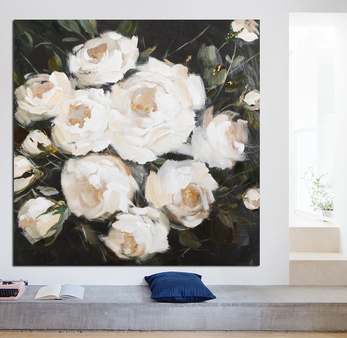 Large Flower Painting on CanvasFlower Wall ArtFlower Etsy