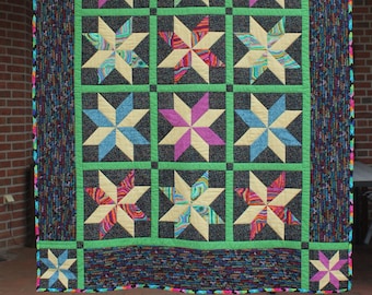 Patchworkdecke , Quilt "Sternenhimmel", 156cmx126 cm