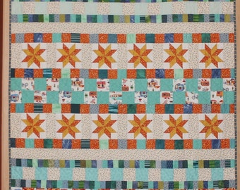 Patchworkdecke, Quilt 145 cm x 202 cm, Unikat