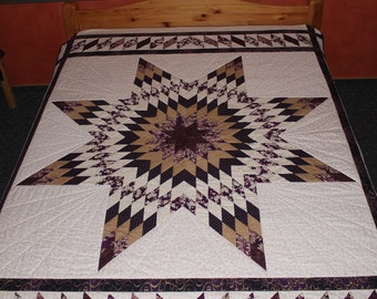 Patchworkdecke, Quilt, 155 cm x 202 cm, Lone star