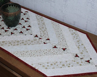 Tafelloper 36 cm x 113 cm, Kerstmis, handgemaakt, uniek