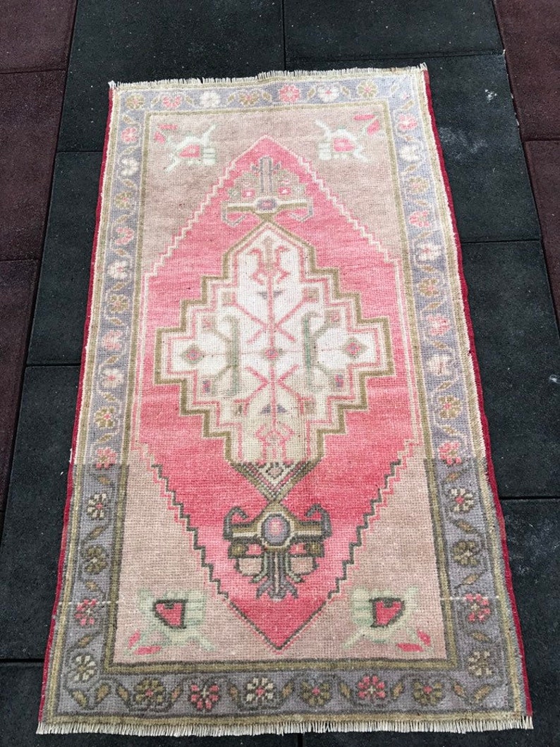 Qushak Runner Vintage Runner Hand Carpet Runner rug Pastel rug Turkish runner rug Brown Runner rug 101 x 59 cm 3 ft 3 in x 1 ft 9 in