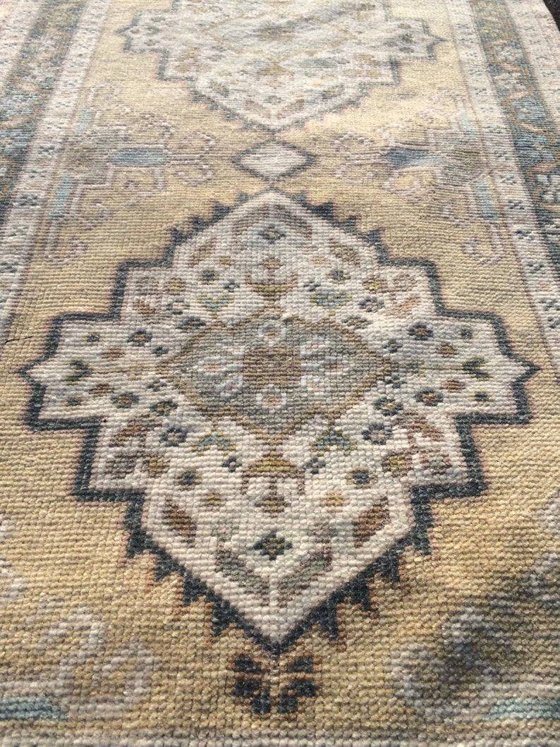 Vintage Rug Runner Rug Oushak Runner Turkish Rug Decorative Rug 4.4 x 2 ft Hand Made Anatolian rug Pastel rug Runner rug Teppich Juttan