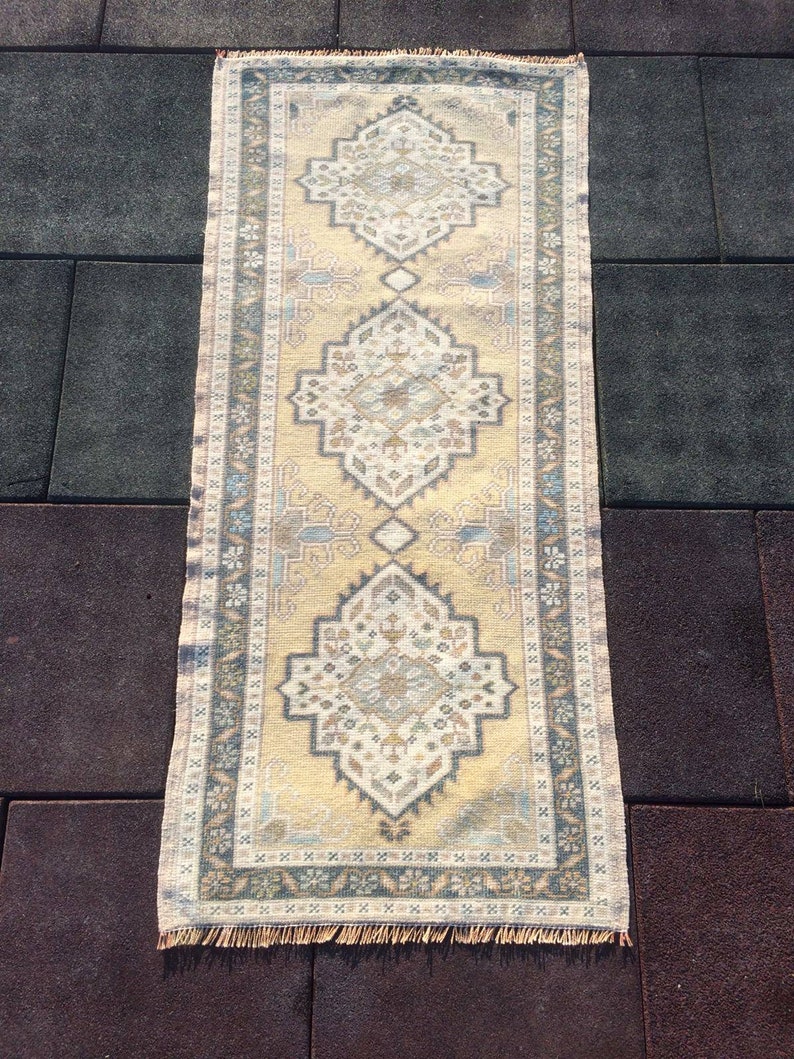 Vintage Rug Runner Rug Oushak Runner Turkish Rug Decorative Rug 4.4 x 2 ft Hand Made Anatolian rug Pastel rug Runner rug Teppich Juttan