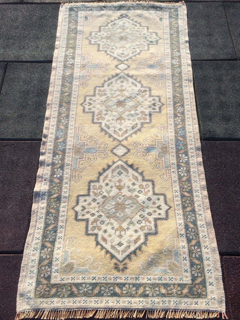 Vintage Rug Runner Rug Oushak Runner Turkish Rug Decorative Rug 4.4 x 2 ft Hand Made Anatolian rug Pastel rug Runner rug Teppich Juttan