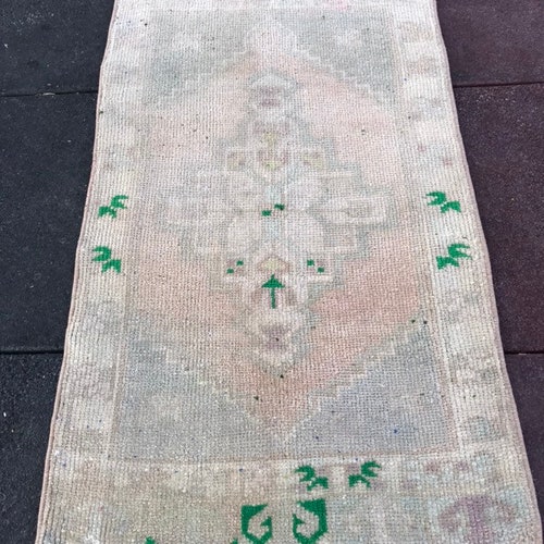 3 ft x 1 ft 7 in ) 91 x 53 cm ) Vintage Rug Pastel shops Rug Qushak Runner Turkish Runner rug Hand Made Rug Hand woven Rug Anatolian R
