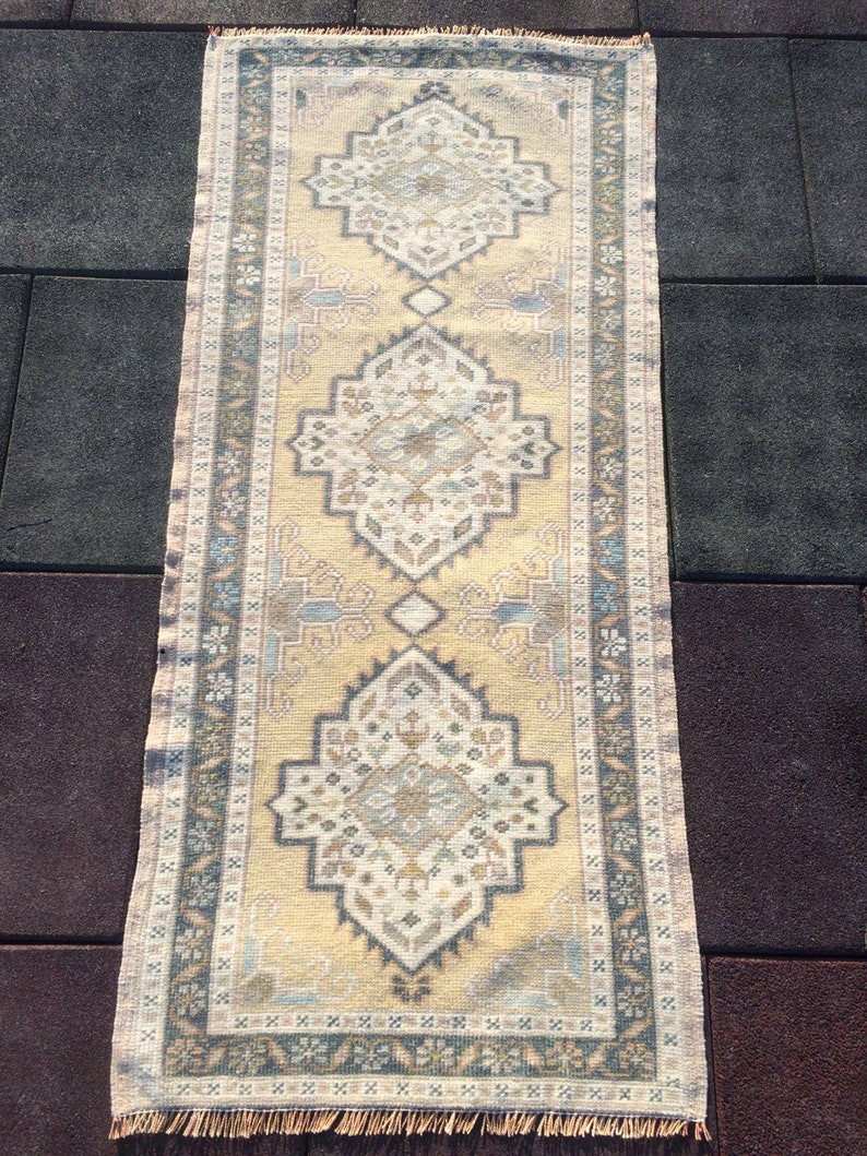 Vintage Rug Runner Rug Oushak Runner Turkish Rug Decorative Rug 4.4 x 2 ft Hand Made Anatolian rug Pastel rug Runner rug Teppich Juttan