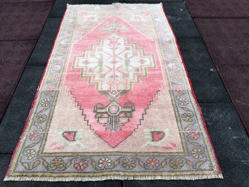 Qushak Runner Vintage Runner Hand Carpet Runner rug Pastel rug Turkish runner rug Brown Runner rug 101 x 59 cm 3 ft 3 in x 1 ft 9 in