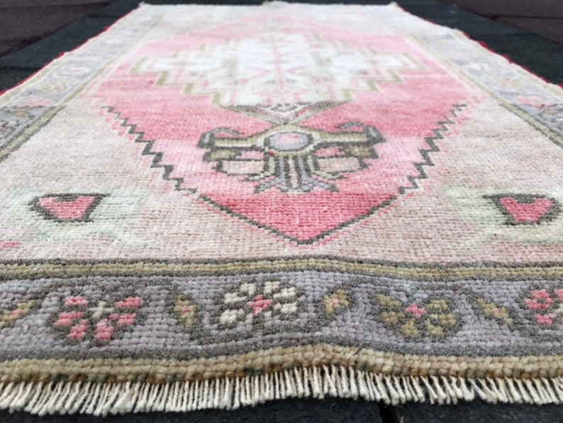 Qushak Runner Vintage Runner Hand Carpet Runner rug Pastel rug Turkish runner rug Brown Runner rug 101 x 59 cm 3 ft 3 in x 1 ft 9 in