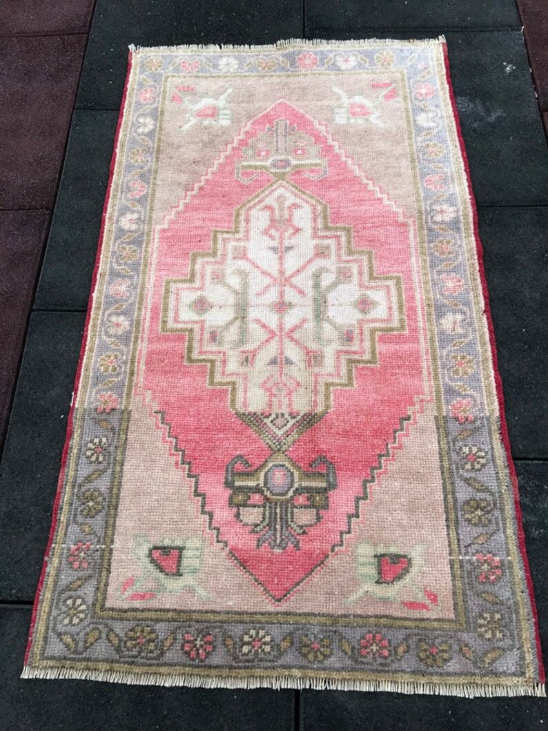 Qushak Runner Vintage Runner Hand Carpet Runner rug Pastel rug Turkish runner rug Brown Runner rug 101 x 59 cm 3 ft 3 in x 1 ft 9 in