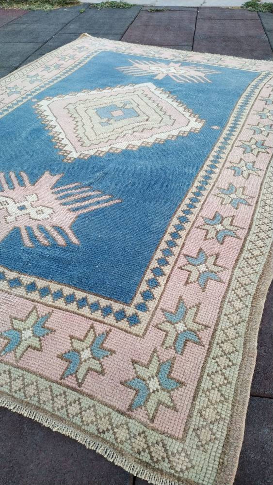5 Ft 6 in X 4 Ft 1 in 174 X 125 Cm Blue Rug Pastel Rug Etsy
