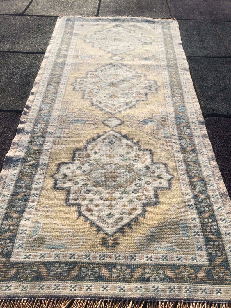 Vintage Rug Runner Rug Oushak Runner Turkish Rug Decorative Rug 4.4 x 2 ft Hand Made Anatolian rug Pastel rug Runner rug Teppich Juttan